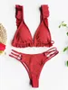 Women's Swimwear Sweet Ruffles Bikini Thong String Swimsuit Top Women Two Piece Beach Outfit Y2k Bathing Suit Bikinis Sets Mujer Biquini