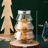 Opslagflessen 6 stks kerstboom zoete pot kids favoriete diy cadeau snoep koekjes snack chocolade verpakking jaar decoratie doos