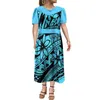 Casual jurken 2024 Design mumu gepofte mouw jurk micronesische maxi polynesische stampatroon Hawaiiaanse stijl