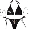 Women's Swimwear 2 Piece Sexy Thong Bikini Set String Cheeky Swimsuit Textured Halter Triangle Bathing Suits