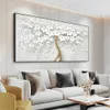 Abstract 3D White Flowers Canvas Painting Modern Nordic Plant Posters And Prints Wall Art Picture For Living Room Home Decor 240415