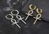 14K GOUD GOLD ANKH EGYPTISCHE DROP OORRINGEN BLING MICRO PAVE Cubieke zirkoon oorbel voor mannen DROPE OORBRANDS6538860