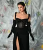 Vestidos de fiesta Verngo Spaghetti Straps Sweetheart Drest Side Sdor Slit A Line Vescin Dight Bous Bone Pleat Sexy for Women 2024