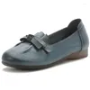 Chaussures décontractées ballet vert luxueux confortable élégant mocassins en cuir authentique pour femmes bowknot femme mocassins bleu doux