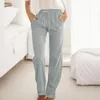 Pantalon féminin Femmes Ligne large décontractée haute taille a réglable noue nœud lâche pantalon vintage cordon droit avec des poches