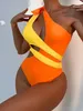 Женские купальники Сексуальная лоскутная одежда GRN One Piece Swimsuit 2023 Женщины одно плечо Полово выпуск для борьбы с животом Летний купальный костюм Trikini Y240429