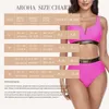 Women's Swimwear AROHA 2024 Sexy Bikini Swimwear Womens Two-Piece Gold Plated Belt Detail High Waist Biquin Swimsuit Plus Size Bathers Beachwear d240429