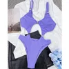 Kvinnors badkläder Purple Baddräkt Skär ut mikrobikiniringar Trend Kvinnor i ett stycke Brasilianska strandbikinis Set Y2K Bathing Suit Monokini