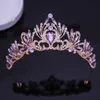 Tiaras Elegant Korean Ab Pink Red Crystal Tiara Crown Women Girls Party Wedd