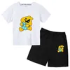 Kids Cute Dog Print Summer Casual 2pcs Short Sleeve TshirtsPants Suits 313 Years Boys Girls Streetwear Children Clothes Sets 240430