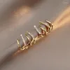 Kolczyki stadniskie Modna błyszcząca cztery pazurów potrójne 925 Srebrna igła anty alergia pierścień uszy dla kobiet elegancka biżuteria imprezowa