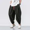 Męskie spodnie duże mężczyzn harem luźne chińskie bawełniane i lniane spodnie dresowe joggery wysokiej jakości swobodne spodnie