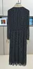 女性用ドレスヨーロッパファッションブランドブラックホワイトドットプリントラップネック長袖ミディドレス