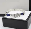 925 Sterling Silver Tiger Head Blue Emaille Paar Armband Männer und Frauen Luxusmarke Exquisite Mode Retro Charme Schmuck Geschenk 4902502