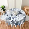 Tableau de nappe florale bleu marine rond Round 60 pouces nappes de fleurs sombres et blanches Polyester printemps