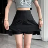 Rimozy Korean Elastic High Taille Faltenrock Frau Schwarz grauer kurze A-Linie-Röcke für Frauen Sommer JK Uniform Minirock 240415