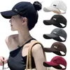 Ball Caps New High Ponytail Womens Baseball Cap na 2023 Summer Sports Fashing and Casual Solid Color Sun Hat with Hole Q240429