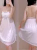 Casual jurken hoogwaardige jurk boogkast kussen mesh kant backless nachthemd kleding elegante sexy Koreaanse vrouwen 2024 zoete g93m