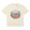 RHUDE TシャツデザイナーティーラグジュアリーファッションメンズTシャツハイストリートホテルプリントピュアコットンカジュアルショートスリーブTシャツ男性と女性向け