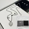 Boetiek verzilverde ketting merkontwerper hoogwaardige diamant ingelegde hartvormige ontwerp ketting mode charme dames hoogwaardige kettingbox