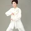 Vêtements ethniques 2024 Tai Chi Chi Martial Arts Clothes Taijiquan Wushu Uniform Vintage Flower Imprimer Team Competition Concours