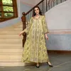 Ethnische Kleidung Wepbel Muslim Kleid Abaya Mesh bestickter Abend Islamische Paillette Stitching Robe Caftan Fashion Dubai