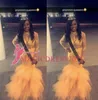 Black Girls 2019 Meerjungfrau Festzug Prom Kleider afrikanische Vestidos Tierd Röcke Promi -Kleid Ruffen Illusion Formale Abendkleider7752725