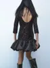 Casual Dresses Women's Sequin Fluffy kjol Black Backless Dress Wide Neck Elegant Short Sparkling Party Vintage Spring