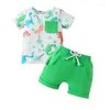 Ensembles de vêtements Mama S Sunshine Summer Baby Boy Clothes Animal Imprimé à manches courtes T-shirt Shorts décontractés