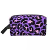Cosmetische tassen Neon paarse en roze luipaard naadloze patroon toilettas voor dieren cheetah make -up organisator dames schoonheid dopp box