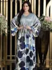 Ethnic Clothing Siskakia Arab Saudi Printing Sequins Long Dresses Galabia Muslim Eid Women Abayas Islam Turkish African Kebaya 2024