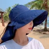 Chapéus largos de abrangência Chapéu de sol frio para mulheres viseiras leves anti-UV Praia Travedor de praia Capinha dobrável