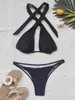 Women's Swimwear 2024 Sexy Halter High Cut Hollow Out Bikini Women Female Swimsuit Two-pieces Set Bather Bathing Suit Swim