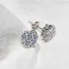 Redo att skicka Gra Hip Hop Stud örhängen Moissanite Men Earrings 925 Sterling Silver Cluster Flower 9mm Moissanite Rings