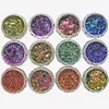 12PCSSET Chameleon Chrome Glitter Flakesネイルアートミラーパウダーホロ顔料アイシャドウ爪光沢のあるスパンコールネイルアートデコレーション240426