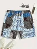 Calça shorts masculinos Praia Flor de caju emendada 3D Summer Impresso Summer Breathable Fitness Street Ropa Hombre