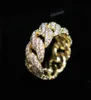 Cuban Link Chain Ring Men039S Hip Hop Gold Color Iced Out Cubic Zirkon sieraden Ringen 8 9 10 11 Vijf Size4012590