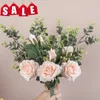 Wedding Flowers Artificial Fake Silk Roses Flower Bouquet for Home Bridal Shower Party El Festival Decorations