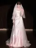 Suknie ślubne satynowe syreny z odłączanym pociągiem z ramion vestido de novia 2024 Kryształowe spódnice marszczyki Trąbe arabski ogród w środę sukienki