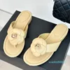 2024 Camellia Flower Pearls Retro Slides Designer Outdoor Deisure Beach Shoe