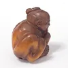 Dekorative Figuren Z030 - 2 "handgeschnitzte japanische Boxholz Netsuke Elder Man Skulptur Bauer Figurin kleine Ornamente