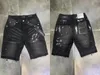 Męskie fioletowe dżinsowe szorty dżinsy Designer Jean moda w trudnej sytuacji Rowerowe motocyklowe dżinsowe ładunki dla mężczyzn czarne spodnie