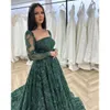 Dresses Crystal A Elegant Green Emerald Evening Line Turkey Prom Dress Beaded Long Sleeves Illusion Formal Party Gowns
