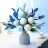 Fleurs décoratives arrangement de vase de fleurs artificiels bouquet mini hydratgea intérieur décoration céramique délicat de la fête de mariage