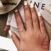 Bandringe Wostu% 925 Sterling Silver Heart Ring Womens Wedding Engagement Einfache Fingerparty Mode Schmuck Geschenk CQR641 Q240429