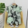 Clothing Sets Western Baby Boys Boutique 2024 Korean Style Halo Dyeing Turn-down Collar Short Sleeve Shirts And Shorts Boy Outfit Set