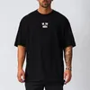 Oversize t -shirt letter afdrukken korte mouw losse casual tee tops zomer ademende snel droge heren gym fitness training kleding 240430