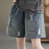 Women's Jeans Denim Shorts For Women Summer Short 2024 Casual Loose High Waist Embroidery Thin Wide Leg Pants