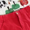 衣料品セット幼児の子供たちの男の子2ピース衣装農場/サーカス漫画動物プリント蝶ネクタイのソリッドカラーショーツセット付き半袖シャツ