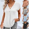 T-shirt pour femmes S-3xl Womens T-shirt en vrac Couleur Cound Batwing Bouton à manches courtes Top en V Vanage en V V Fomes Zipper Top Summer Dresswx